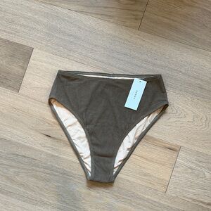 High-Waisted Olive Ribbed Bikini Bottom Size Medium